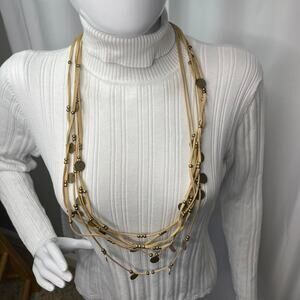 Plunder statement necklace signed costume jewelry natural neutral off white